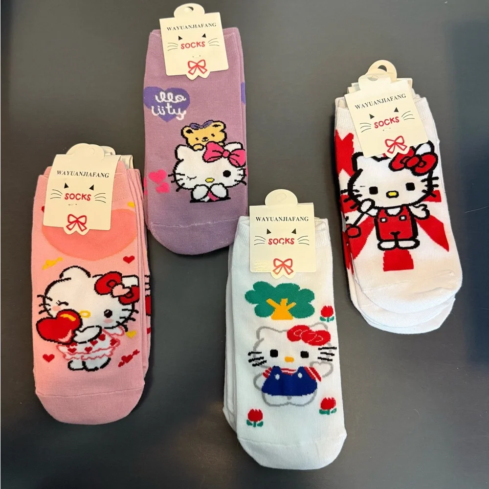 Hello Kitty Socks - Pink, Purple, White - Picture 1 of 5
